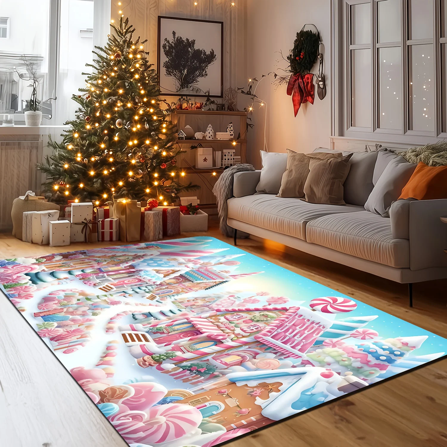 Pink Christmas Rug with Ginger - đánh giá và giá Commercial Printing House
