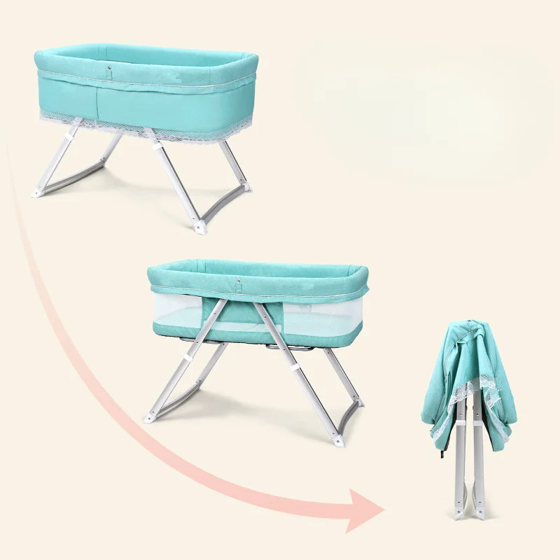 Crib Portable Foldable Bb Multifunctional European Crib Travel Crib Lightweight Easy Moving Bed for Newborns Toddler Bed