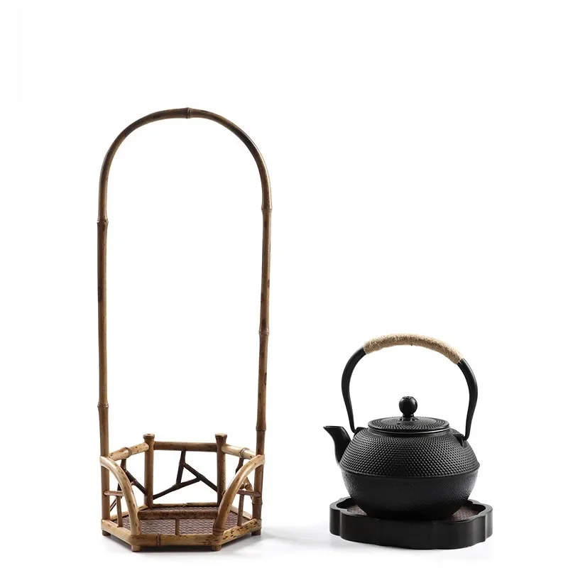 Retro Bamboo Flower Stand Deer Design Display Rack for Tea Ceremony Accessories Home Decor Shelf Bogu Frame Purple Tone