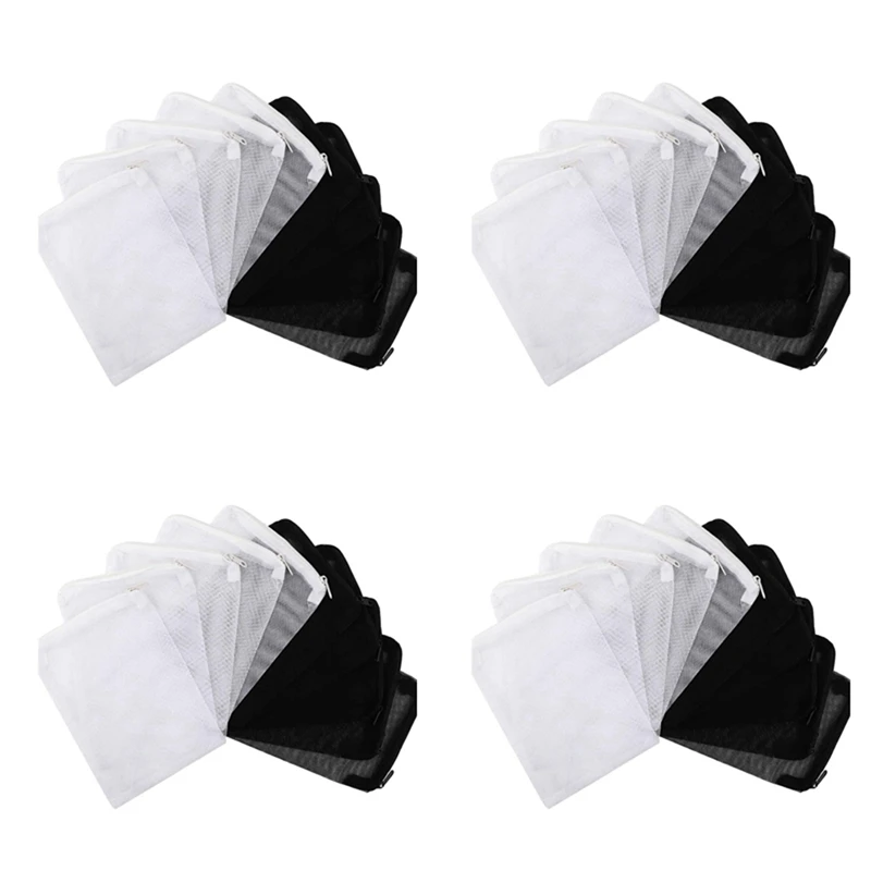 

160 Pieces Aquarium Filter Bags Media Mesh Filter Bags With Zipper For Charcoal Pelletized Remove, White And Black