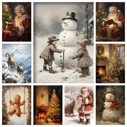 Diamond Painting New 2024 Embroidery Mosaic Cross Stitch Vintage Christmas Festive Wall Decor Santa Farmhouse Winter Landscape