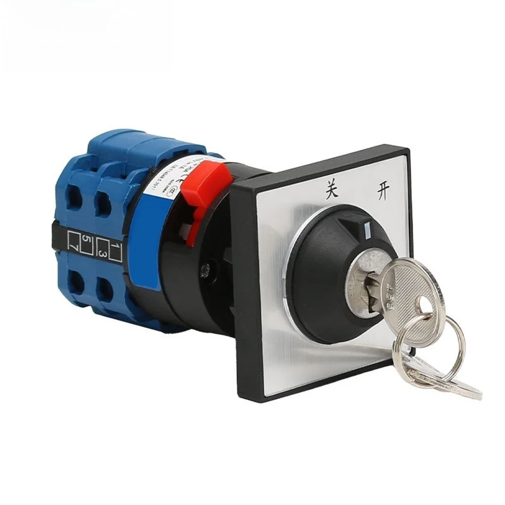 SZW26-20C/C04.2Y For LW26 2 Position 2 Section Key Lock Rotary Changeover Switch 20A AC440V Flame Retardant Electrical Control