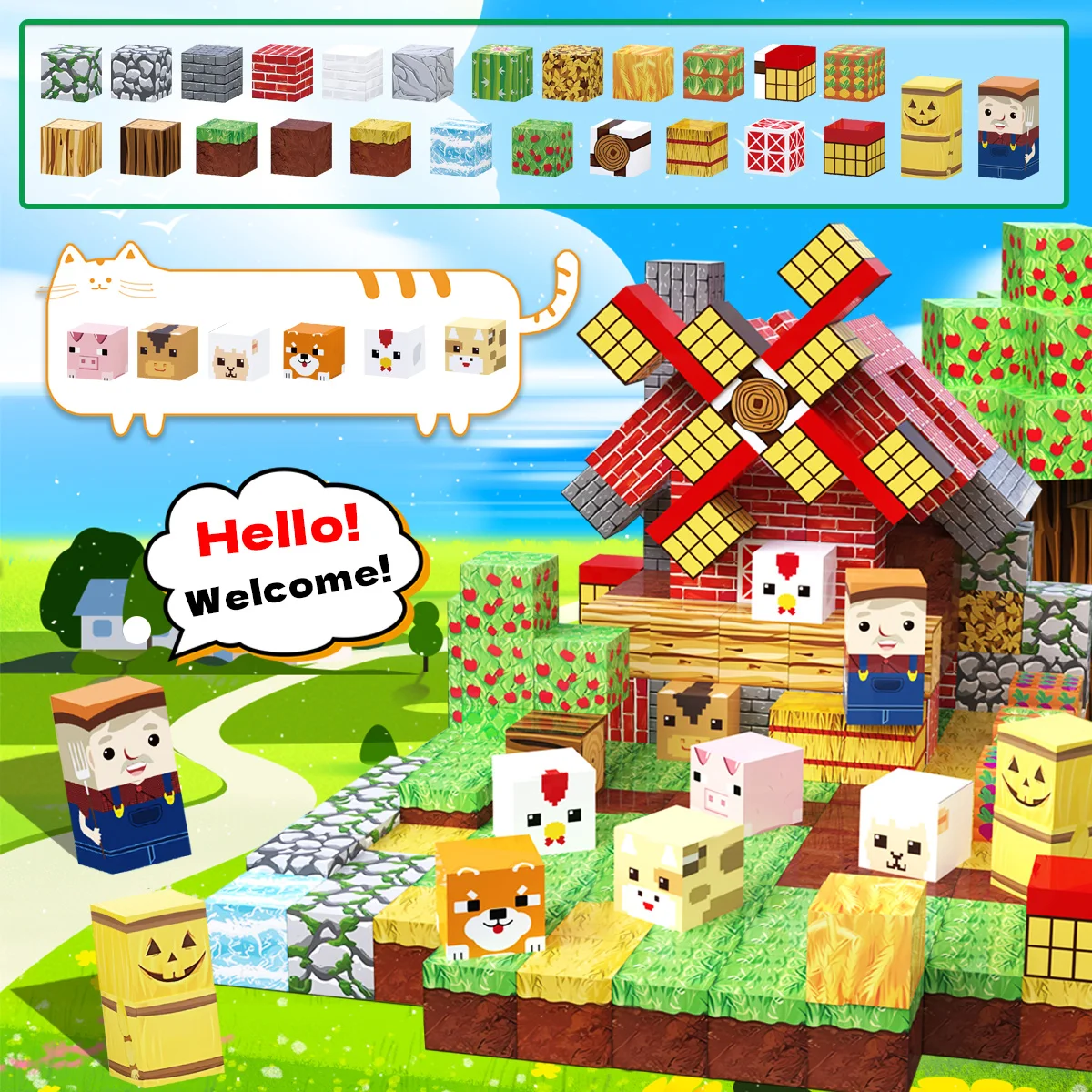 مجموعة المكعبات المغناطيسية، ألعاب الأطفال التراص الحسية، كتل مغناطيسية للحيوانات، بناء ألعاب المكعبات المغناطيسية بحرية، إطلاق المزيد من Bui #6