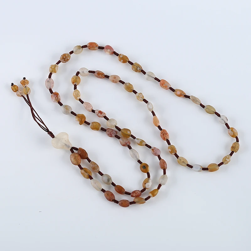 Handmade Natural Stone Alxa Beads Necklace Irregular Design Jewelry Gift For Women 30-35inch 28g