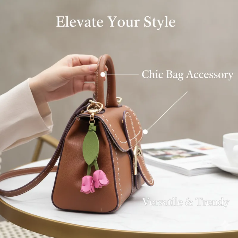 

3D Pendant Accessory Keychain Y2K Tulip Cute Personalized Car Key Holder Custom Logo Key Ring Embossed Blade Creative Gift New