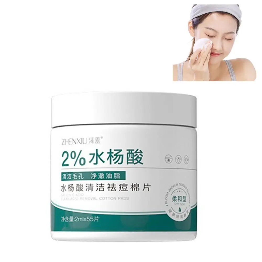 55 Pads with Salicylic Acid Exfoliating Pads Acne Relief Moisturizing Face Pads with Deep Cleaning Effect Resurfacing Pads