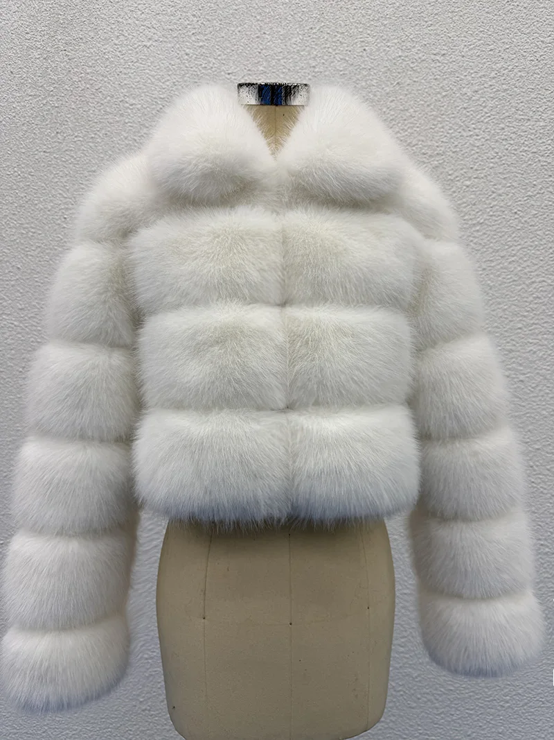 ZADORIN Wysokiej Jakości Krótki Futrzany Top Sztuczne Futro Lisa Płaszcz Damski Kołnierz Futrzany Zimowe Płaszcze Futrzane Odzież Damska Puszysta Kurtka