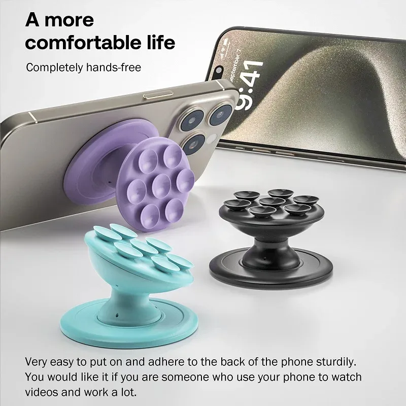 Round Silicone Suction Pad Mobile Phone Holder For Samsung iPhone Adhesive Finger Grip Stand Sticker Suction Cup Phone Holder