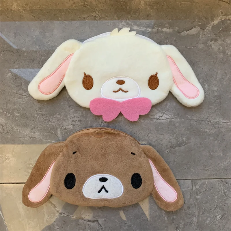Sugarbunnies Plush Coin Purse Wallet Cartoon Anime Bunny Face Cute Coin Pouch Thin Mini Coin Case Kawaii Money Bag