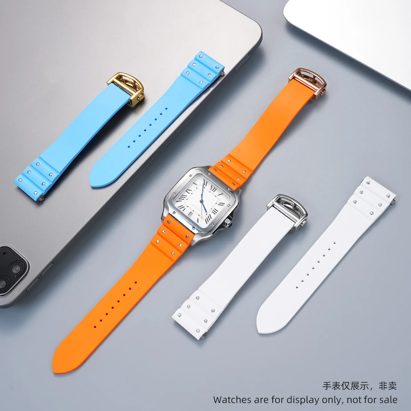 21mm Quick Release Fluoroelastomer Strap for Cartier Santos-Dumont Medium WSSA0010 WSSA0009 Waterproof Sports Band Men & Women