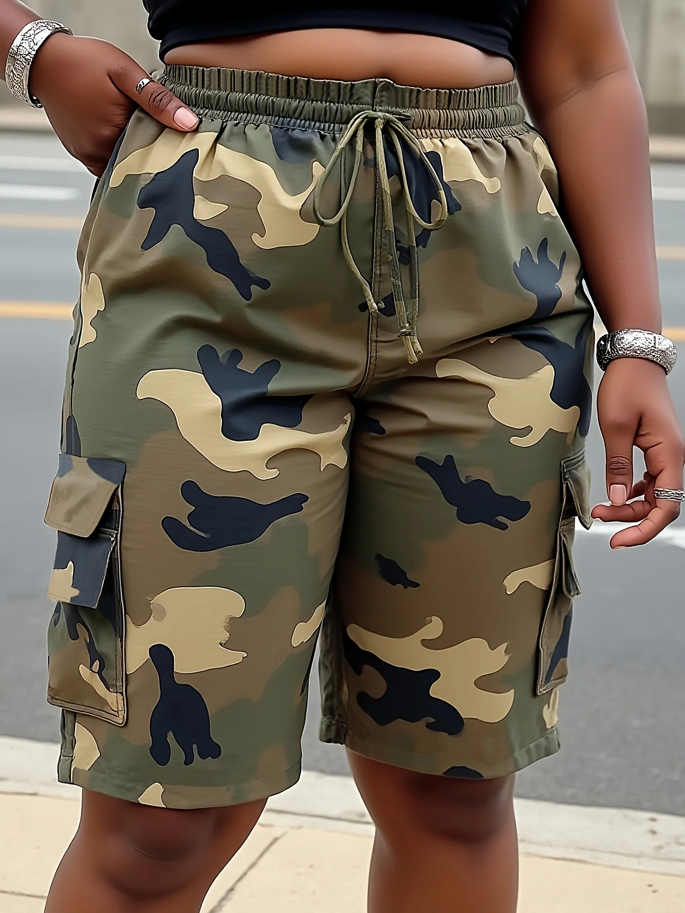 

Прямые брюки спецодежды большого размера в стиле ретро с камуфляжным принтом