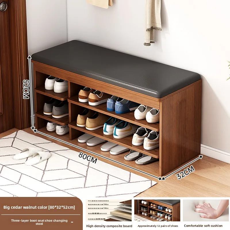 Entrance Foyer, Shoes Changing Stool, Doorstep, Home Shoes Cabinet, Integrated Soft Bag Seat Cushion, Shoes Rack for Sitting