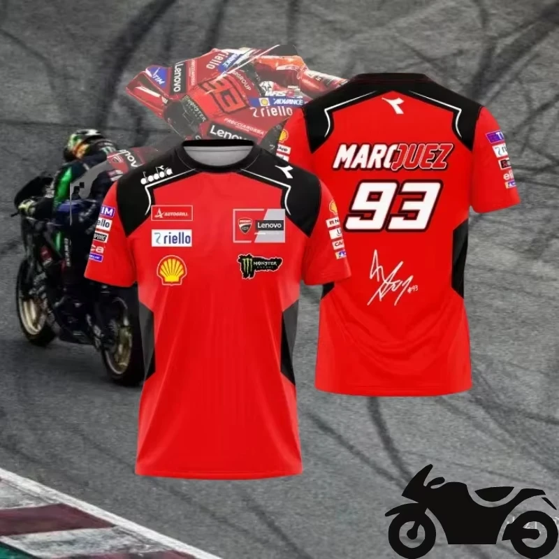 

2025 Мужская и женская мото новая велосипедная футболка для мотокросса, свободная дышащая быстросохнущая спортивная рубашка Marc Márquez 93, очень большая повседневная футболка