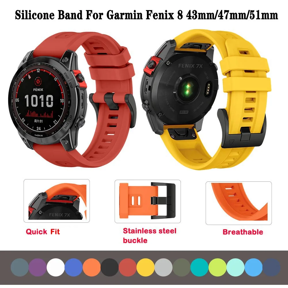

Силиконовый ремешок для Garmin Fenix ​ ​ 8 Ремешок для часов 51 мм/47 мм/43 мм, быстросъемный ремешок для Garmin Fenix ​ ​ 8 аксессуаров 51 мм/47 мм/43 мм
