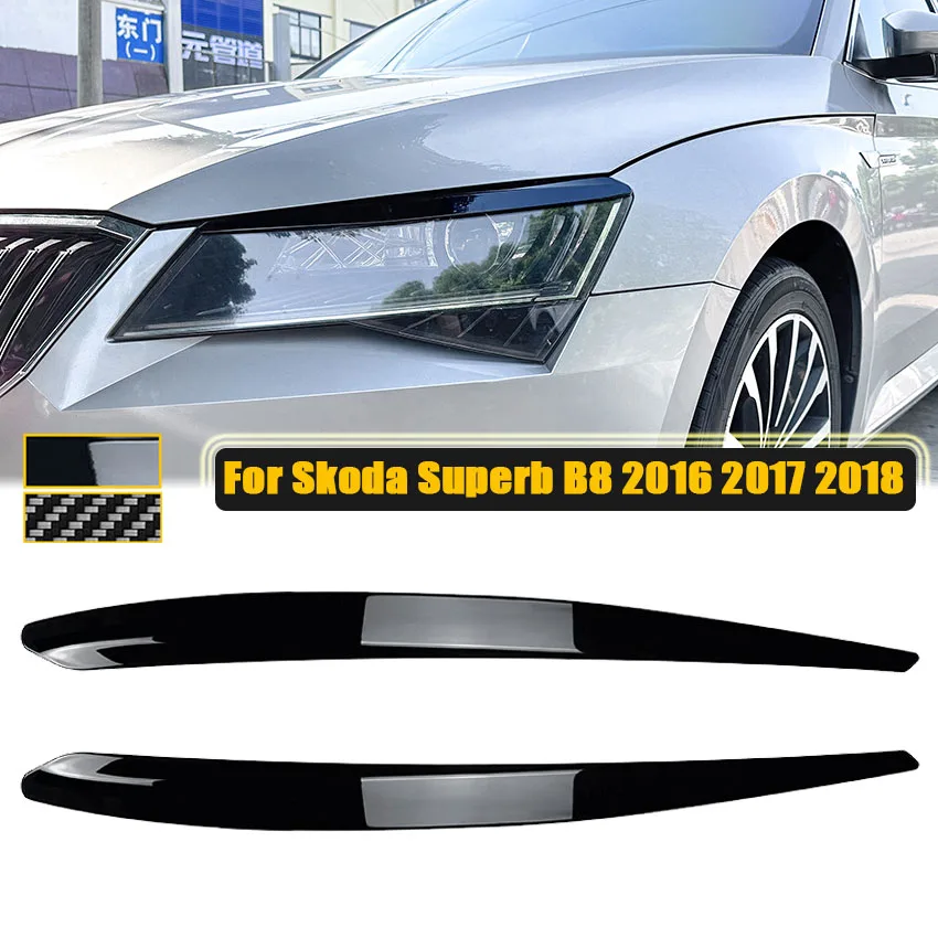 

For Skoda Superb B8 2016 2017 2018 Front Headlight Lamp Eyebrows Cover Trim Auto Eyelids Eye Lids Sticker Car Tuning Accessories