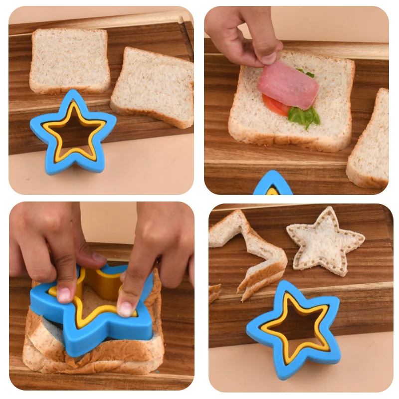 Sandwich Cutters And Sealer Set for Children Kids Food Cookie Bread Mold Maker Kitchen Baking Tools