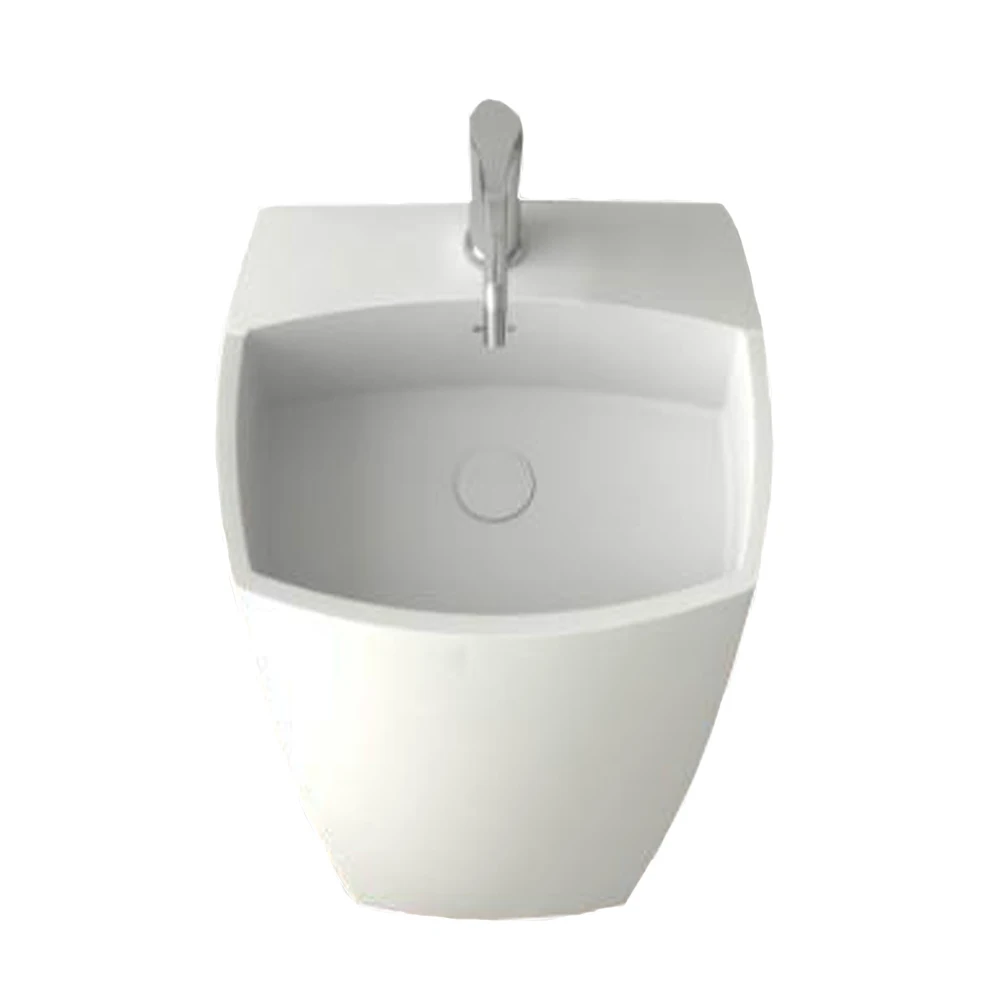 

Bathroom Rectanguar Freestanding Pedestal Vessel Sink Solid Surface Stone Wash Basin RS38391A