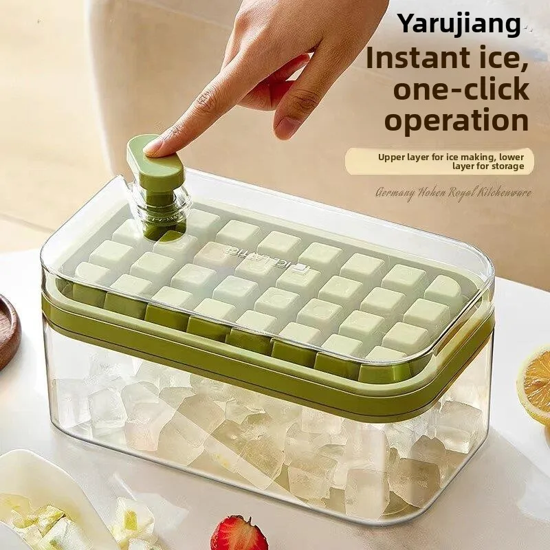 

Large Capacity Food Grade Ice Tray Press Type Refrigerator Ice Maker with Lid Kitchen Cooking Utensils Ice Cup Mold Accessories