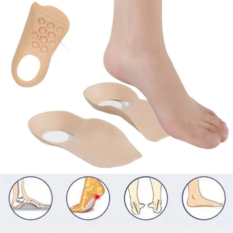 1Pair Orthotics Insert  Arch Support Pad Orthopedic Insoles Flat Foot Sole Pad for Unisex S/L(skin Color)