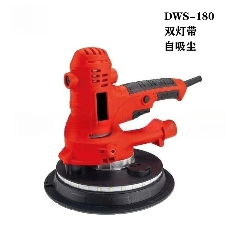 Handheld Self-priming Wall Sander, Dust-free Putty Polishing Sanding Machine with Dual Light Strip 180mm