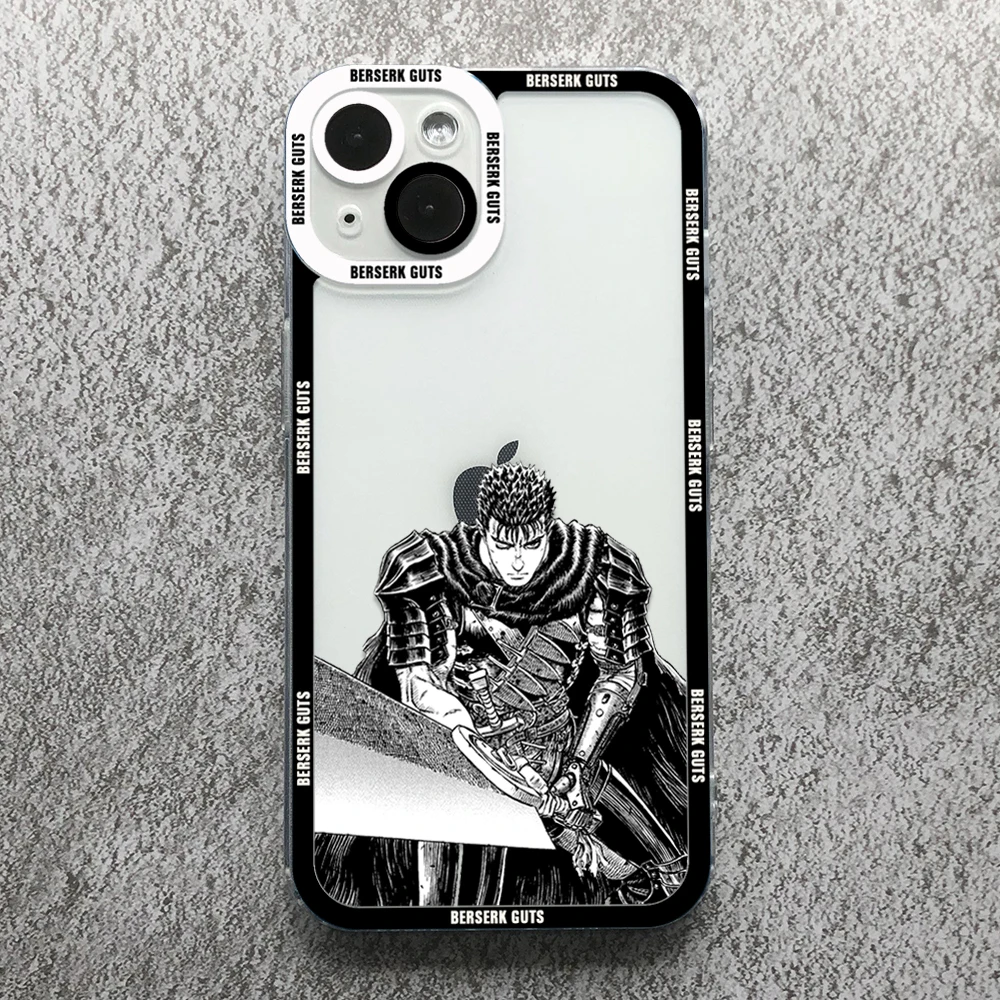 Japanese anime Berserk Guts Zodd Phone Case For iPhone 13 12 11 14 15 16 Pro Max XSMAX X XR 14 16 Plus Clear Soft Silicone Case