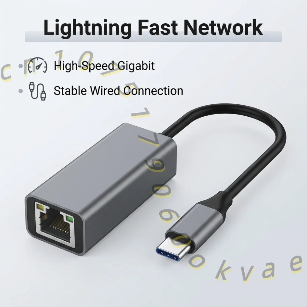 USB Type C to Gigabit Ethernet Adapter Aluminum LAN Network Card RJ45 1000Mbps Converter for Laptop PC MacBook