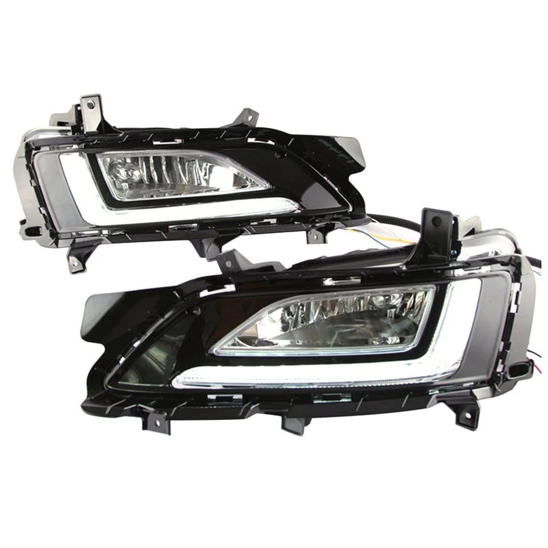 1 Pair Car DRL LED LED Fog Lamp Cover Daytime Running Lights 12V Daylight For Hyundai Tucson 2019 2020