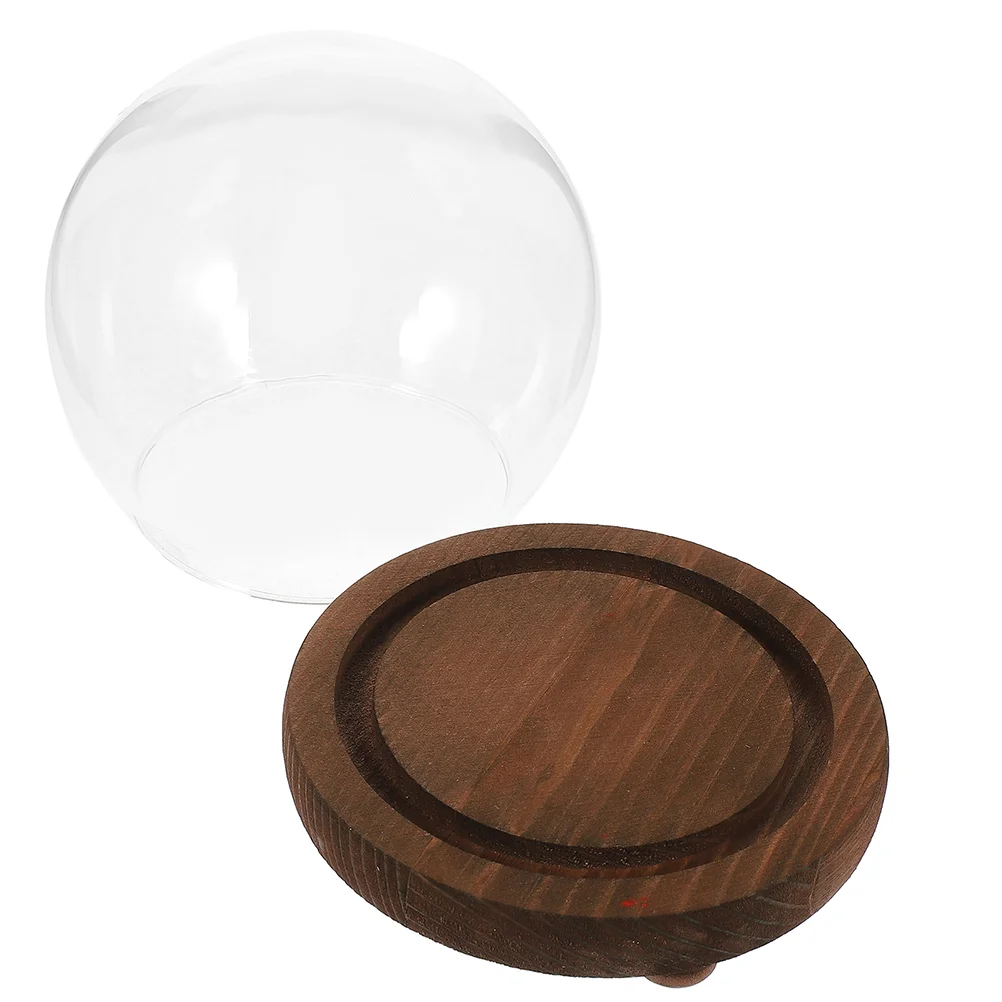 

Figure Spherical Glass Cover Decoration Terrarium Dome Display Case with Base Preserved Flower Covers