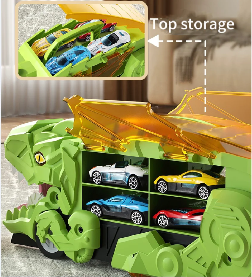 Large Dinosaur Devouring Car Toy Tyrannosaurus Rex Storage Toy Car Boy Sliding Inertia Alloy Ejection Transport Car Birthday Gif