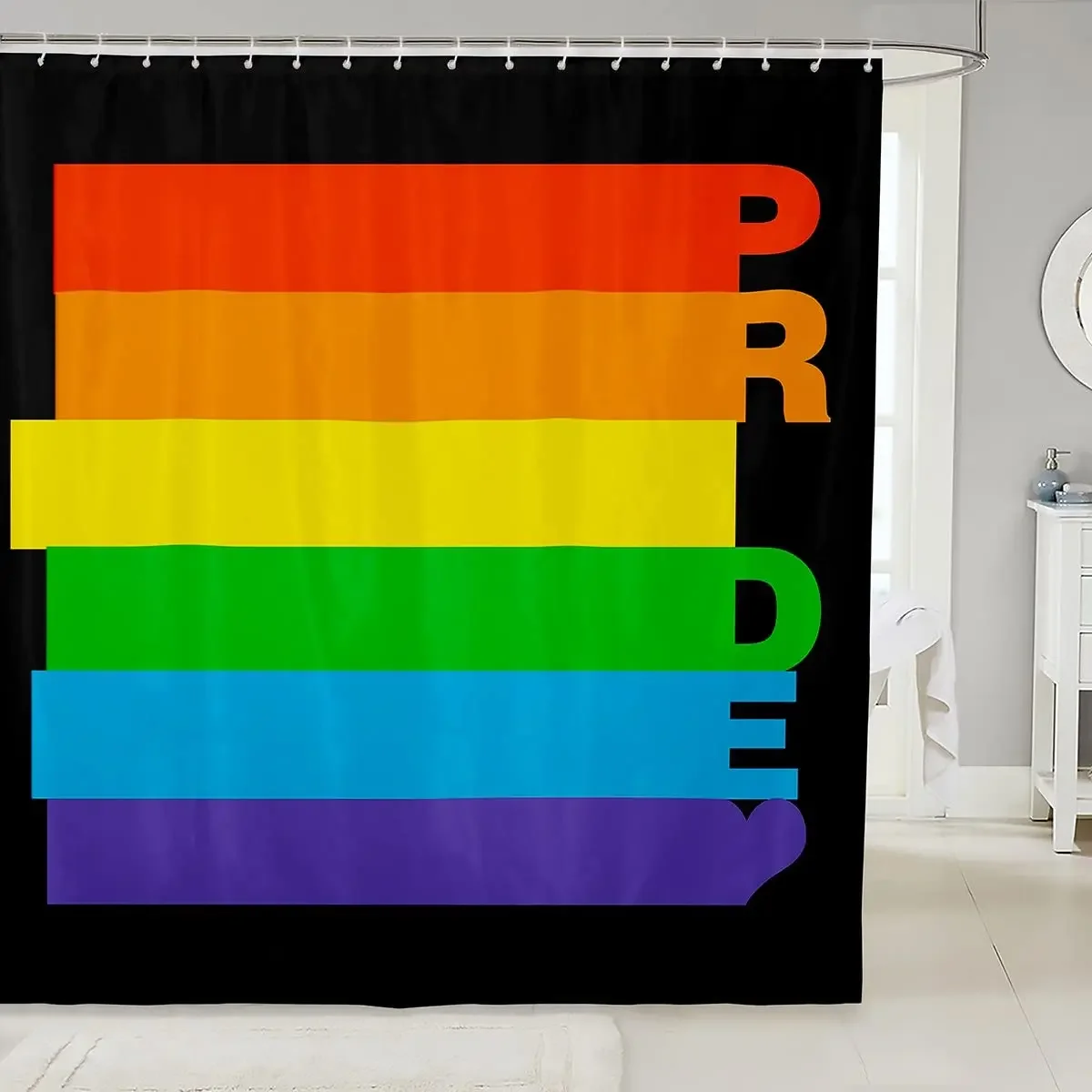 Creative Rainbow Shower Curtain Girls Boys Pride Love Theme Bath Curtain with Hooks Special Day Culture Bathroom Screen Decor