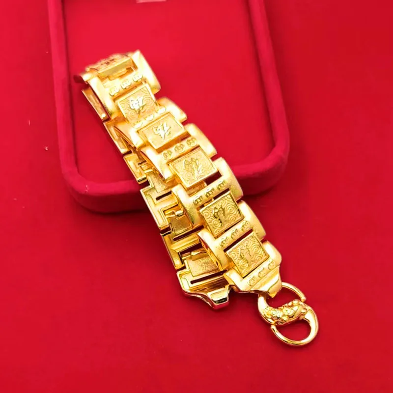 

Роскошный высококачественный браслет из настоящего золота 9999 24 карата с благословением, модный мужской браслет-цепочка Godsend Hongfu