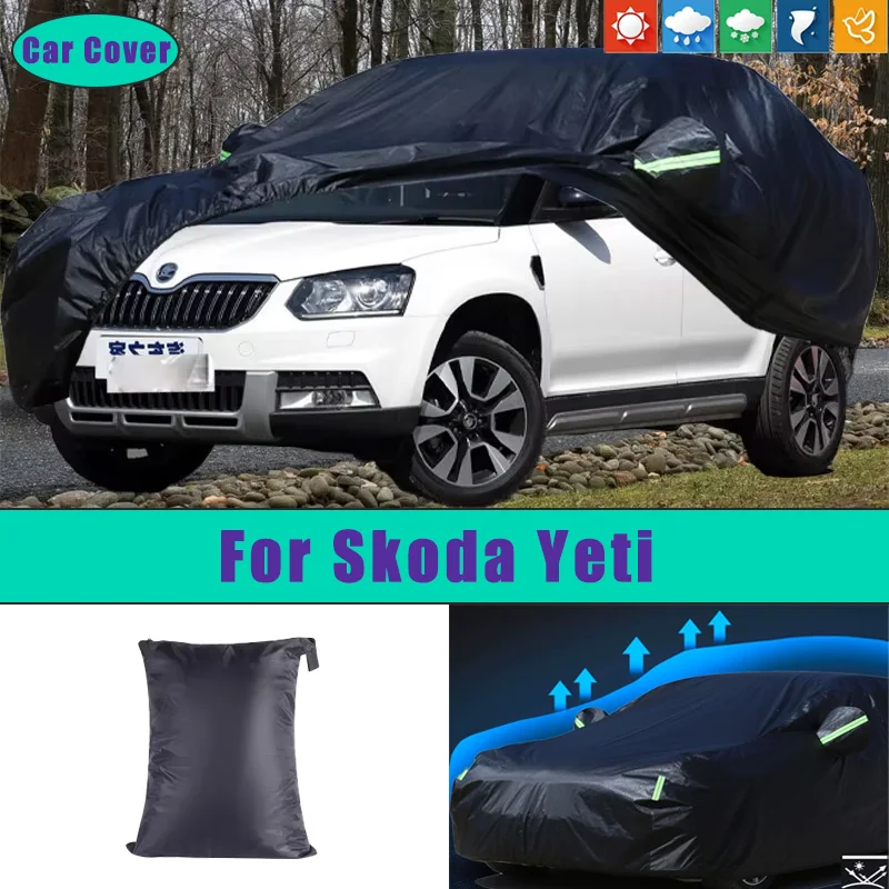 

Для автомобиля Skoda Yeti, полный внешний чехол, уличный водонепроницаемый пылезащитный чехол от солнца, дождя, снега, внешние автомобильные аксессуары