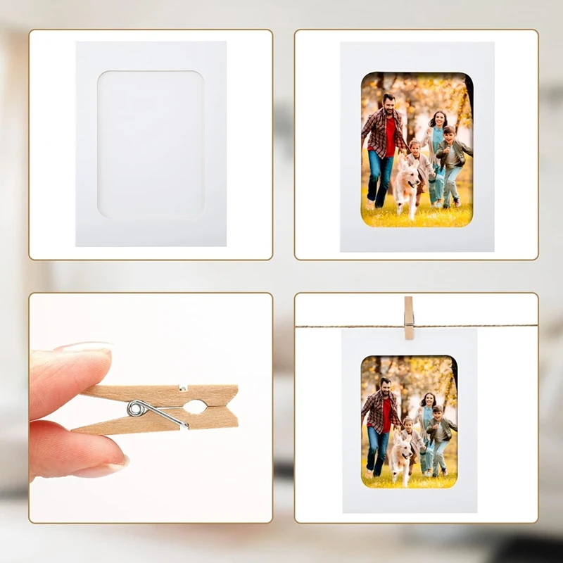 50Pcs Paper Picture Frames For 4X6inch Paper Photo Frames,Kit DIY Cardboard Photo Hanging Display For Home Office School