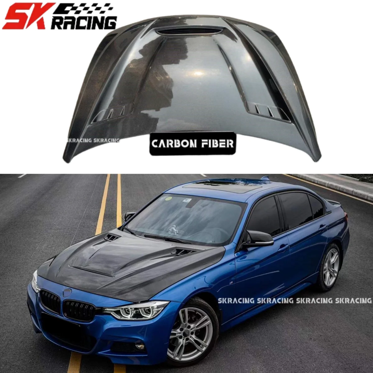 NEW GTS Style Carbon Fiber Hood Cover for 12-18 BMW E90 3 Series 4dr Sedan - AERO Body Kit Engine   Assesorios Automotivos