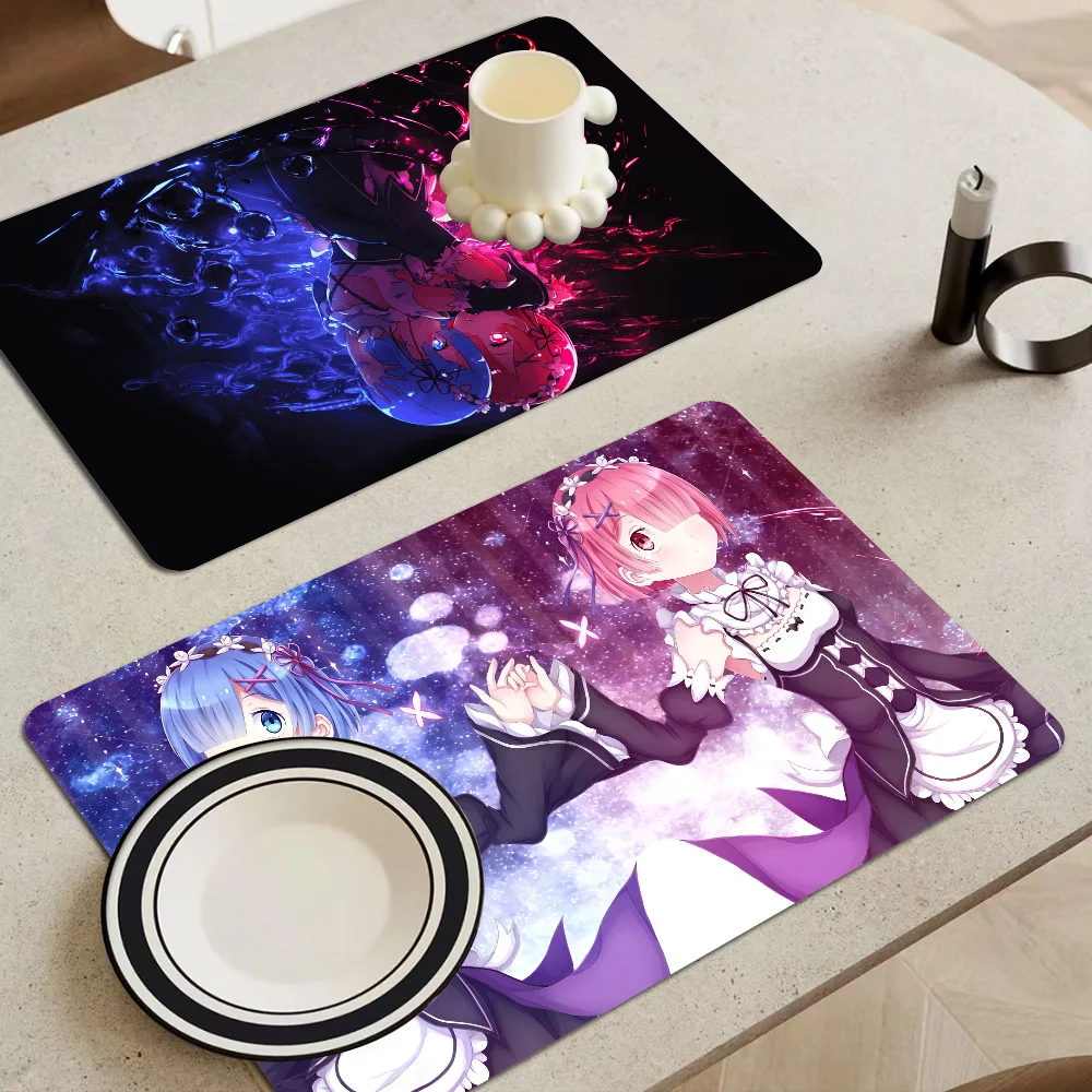 Relife In A Different World From Zero Printed Dish Drying Mat Super Absorbent Drain Pad Tableware Dry Rug Kitchen Placemat