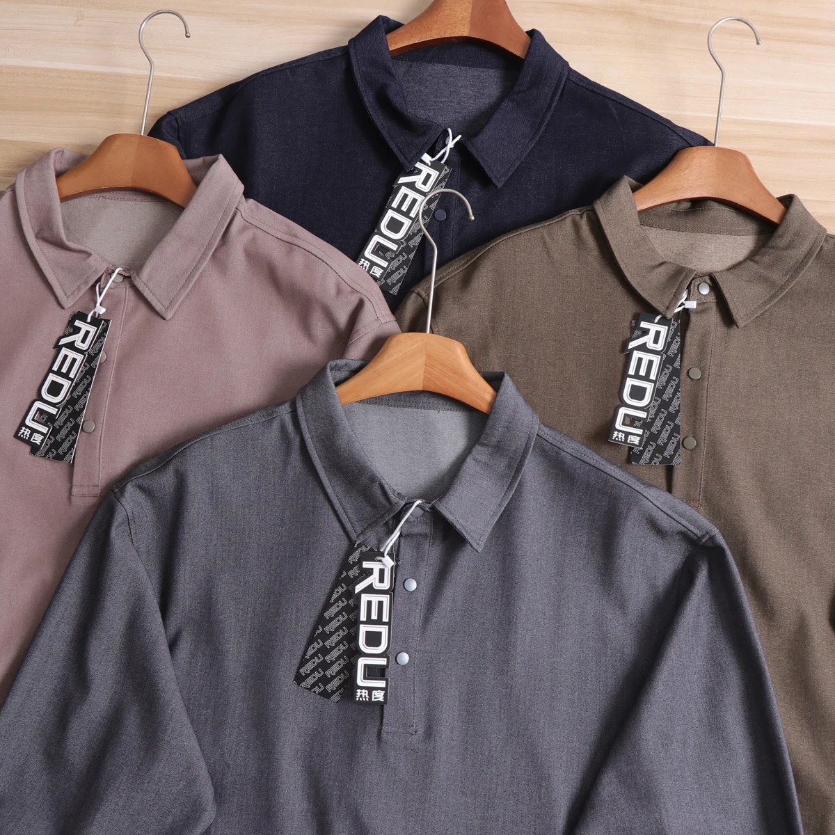 Vintage Distressed Denim T-shirt Men's Loose Fit Long Sleeve High Hanging Crisp Collar Base Shirt Fall 2026 New Style