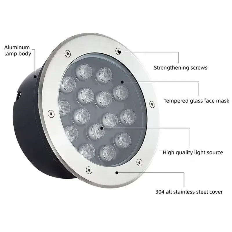Waterproof IP67 LED Underground Light 12V 24V RGB Outdoor Recessed Inground Lamp for Garden Path Driveway Landscape Lighting