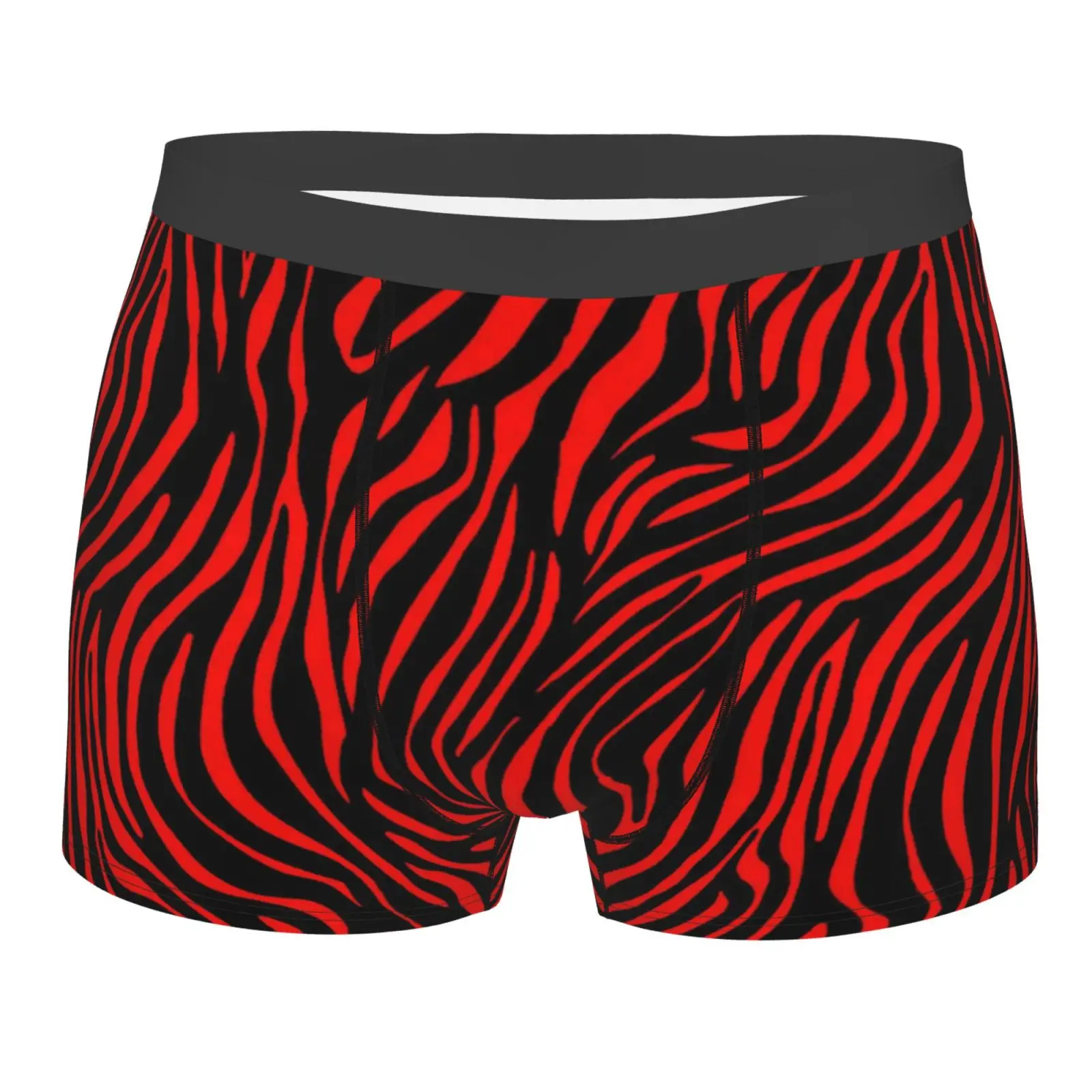 Red Zebra Print Men Printed Boxer Briefs Underwear Highly Breathable Boxer Shorts Panties Breathable Underpants for Homme