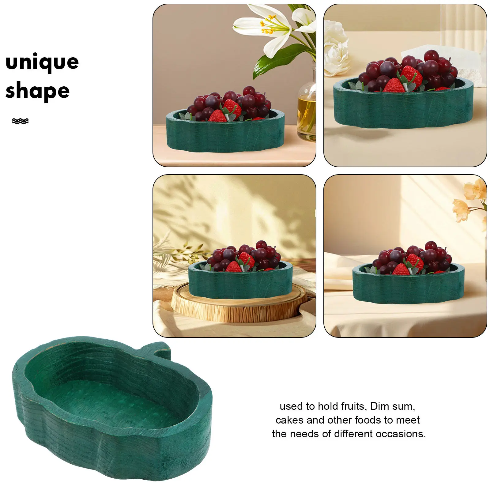 Smooth Surface Wooden Pumpkin Bowl Easy Clean Fruit Platter Dessert Tray Snack Organizer Kitchen Countertop Decor Serving Plate