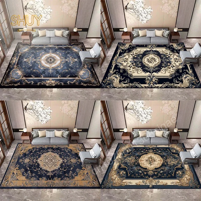 Chinese Style Printed Carpet Living Room Home Decoration Large Size Rugs Living Room Bedside Rug Stretch Felt Flannel Floor Mats