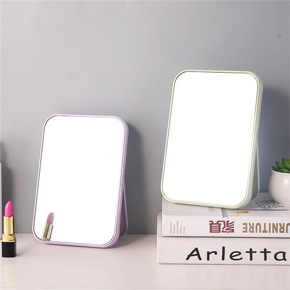 Desktop Folding Makeup Mirror Student Dormitory Desktop Small Mirror Women Dressing Compact Vanity Mirror Handheld Square Mirror