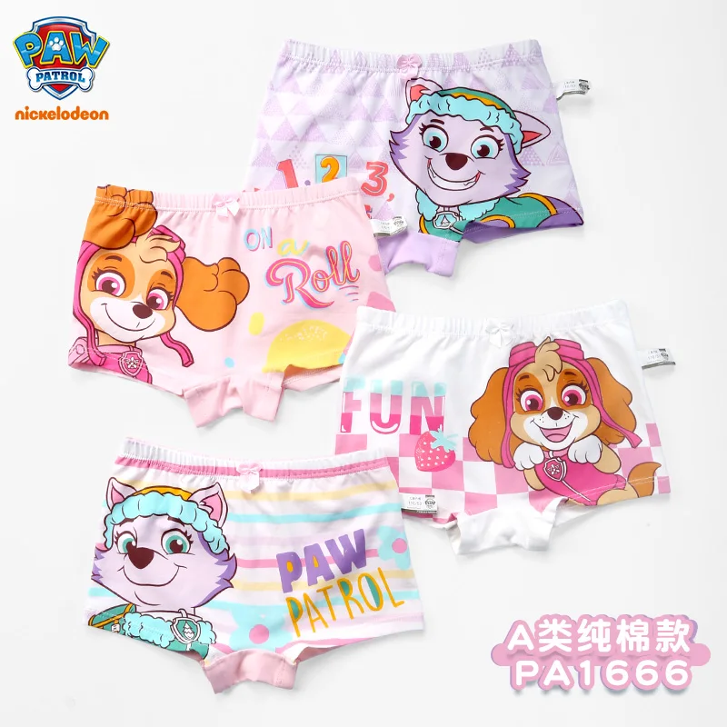 Genuine Paw Patrol 4PCS Kid Brief Underwear Girls Cartoon Painting Underpants Children Cotton Soft Boxer Briefs Panties 2-8Y