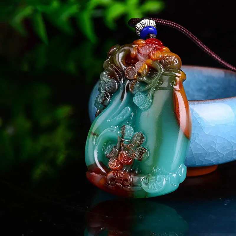 Natural Colorful Jade Vase Pendants In Gobi,  Are Safe for Men and Women