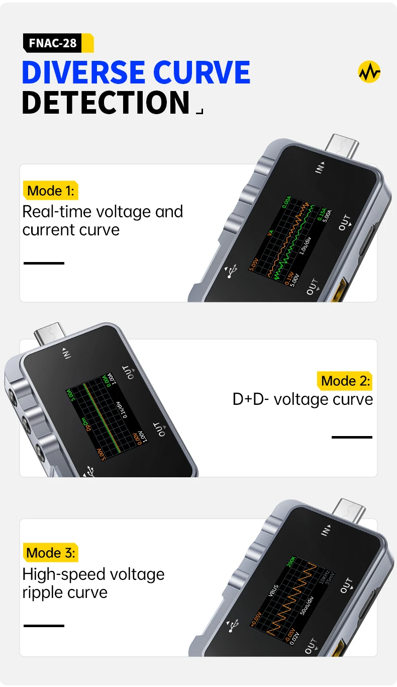 FNIRSI FNB58 FNAC-28USB Tester Typ-C Voltmeter Amperemeter Schnellladungsprotokoll-Trigger Wellenform-Kapazitäts-Powerbank-Messgerät – Detail 18