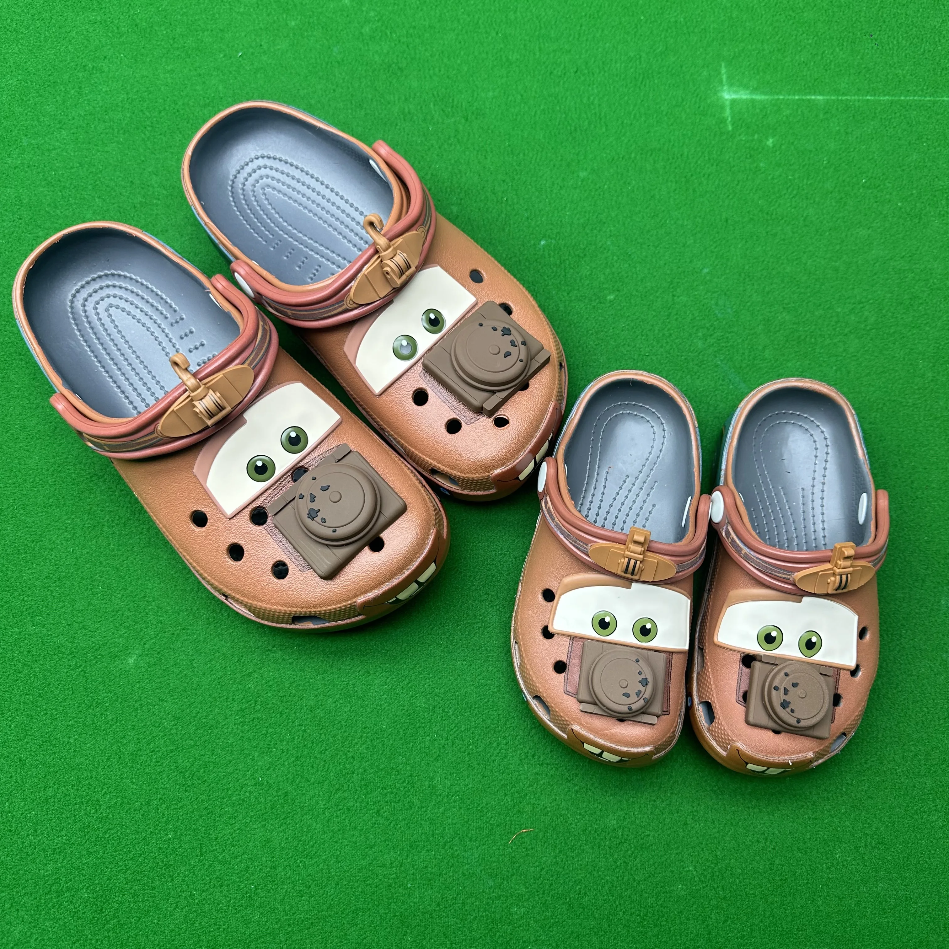 Disney Kids'Slippers Cars EVA Fashion Summer Shoes For Children Anti-slip Thick Bottom Home Slipper Designer Brown Size C8-M11