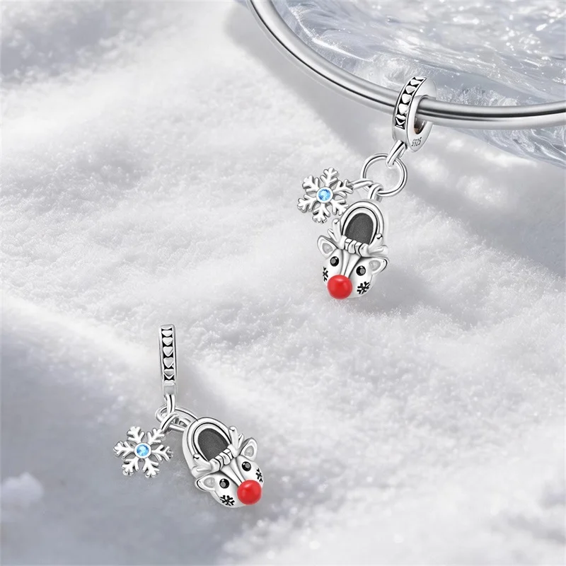 New 925 Sterling Silver Charms Bead Snowflake Penguin Snowman Dangle Fit Original Bracelet DIY Women Fine Birthday Jewelry Gifts