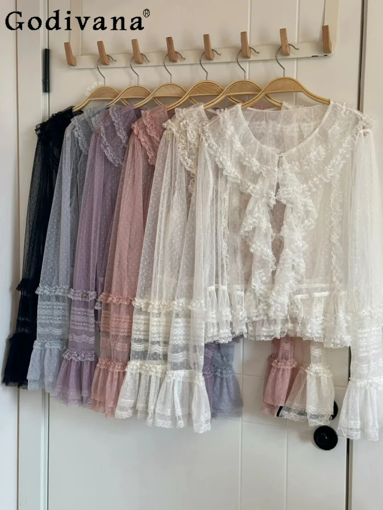 

Sweet Lolita Cardigan Spring and Summer Lace Long-sleeved Sunscreen Jacket Elegant Girls Versatile Fashion and Comfortable Top