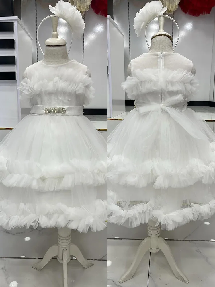 Robe d'été à fleurs et col en V pour petite fille, tenue de mariage et d'anniversaire pour enfant