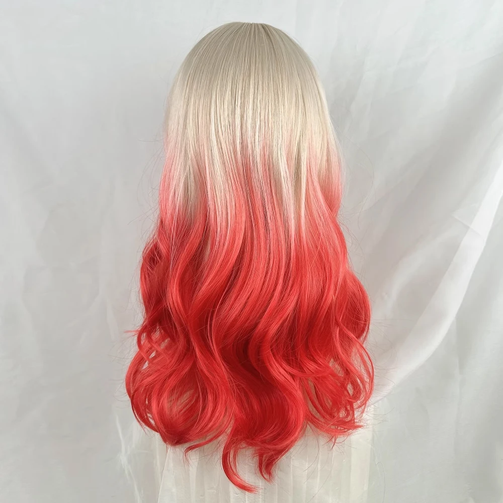 الاصطناعية طويلة مستقيم المرأة شقراء أومبير الأحمر يسلط الضوء على شعر مستعار مع الانفجارات لوليتا تأثيري شعر مستعار رقيق للحزب اليومي