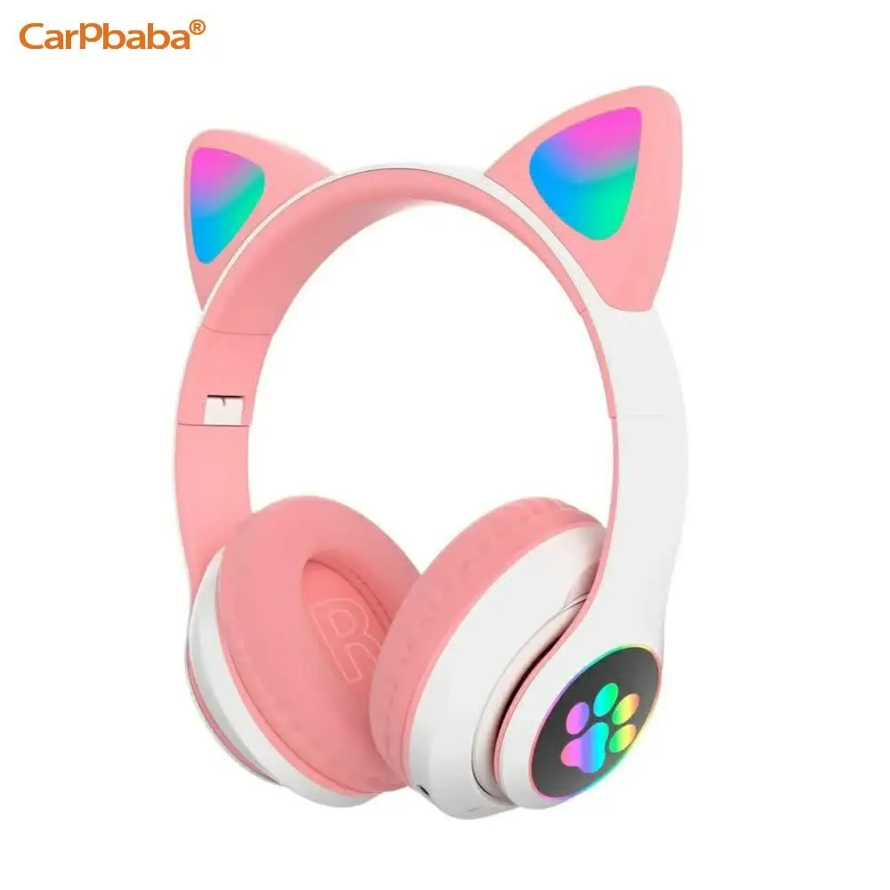 STN28 Wholesale Cute Wireless Bluetooth Headset LED Cat Ears Foldable Stereo Headphones Game Over the Ear Music Kids Earphones image 5